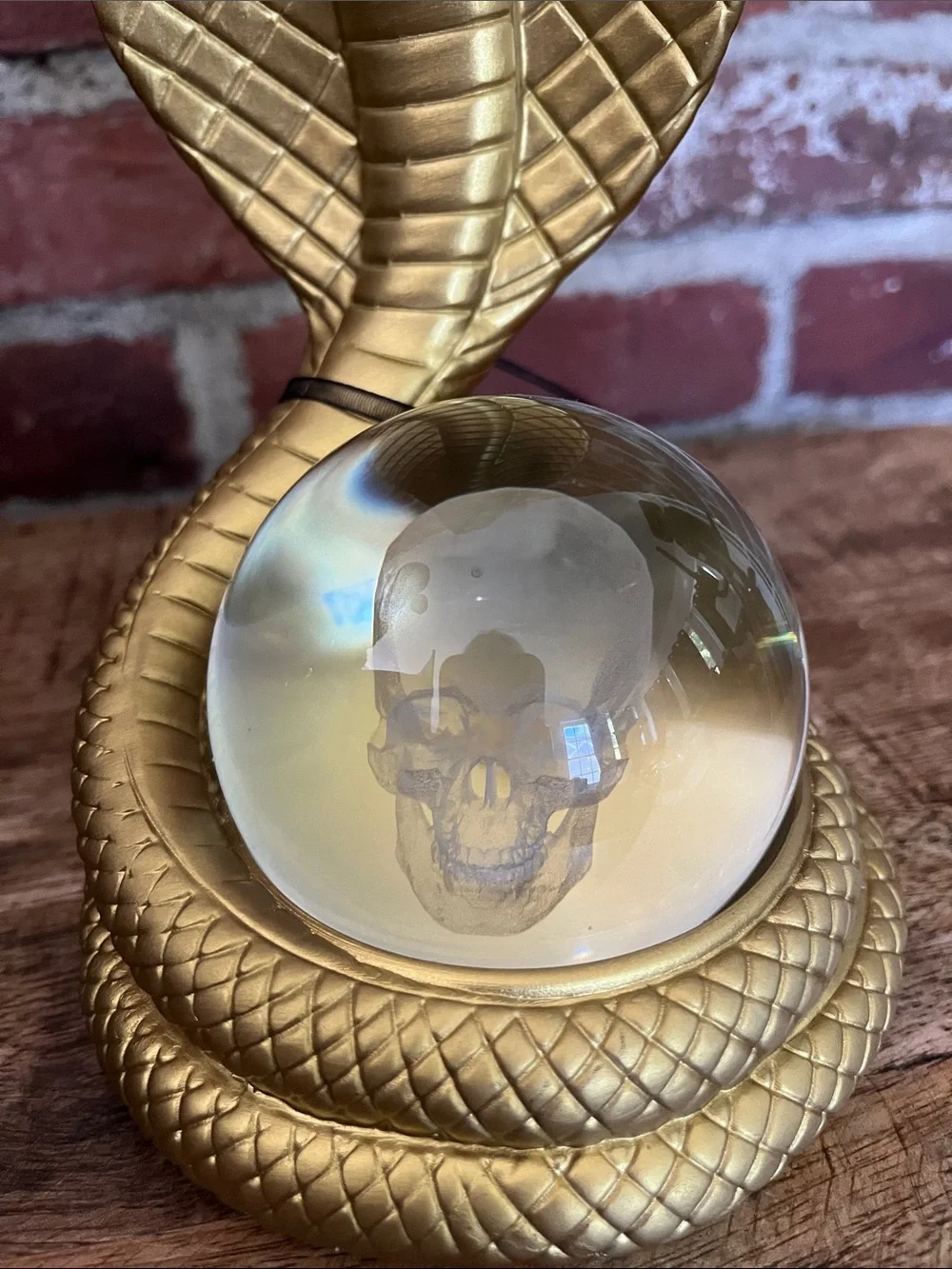 Tahari Gold Cobra with Iridescent Crystal Ball 8 inches tall - Picture 7 of 9